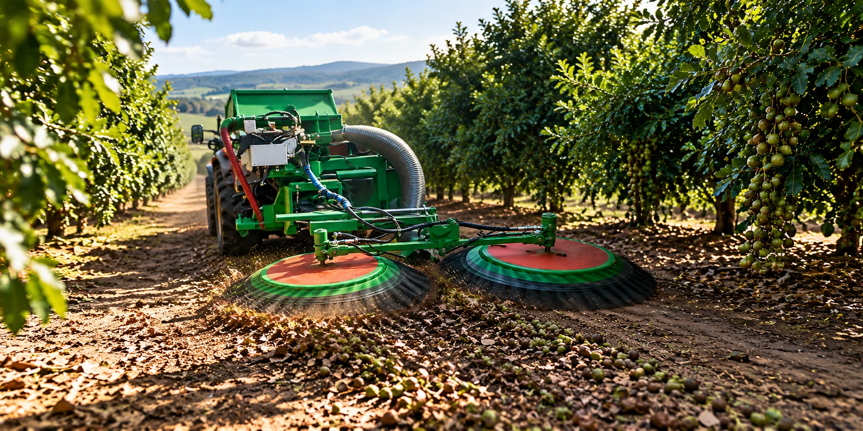 Macadamia harvesting machinery for efficient orchard harvesting