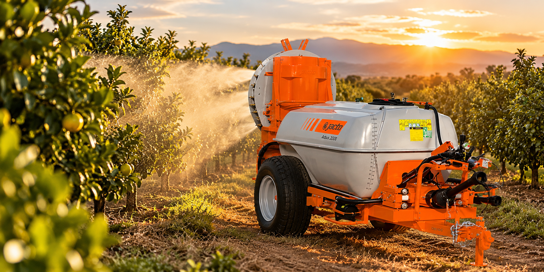 Agricultural spraying machinery for orchards and crop protection